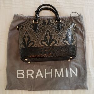 Brahmin  Embossed Duxbury Black and Taupe Purse
